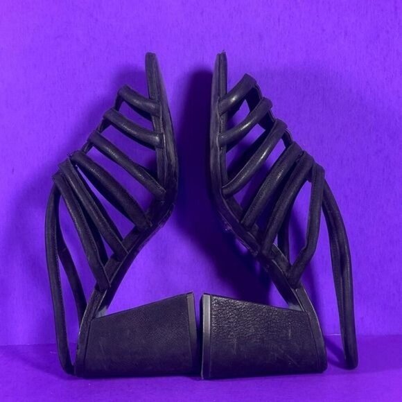 Free People Women's Black Suede Strappy Block Heel Colette Sandal Shoe Size 9‎ - Picture 5 of 8